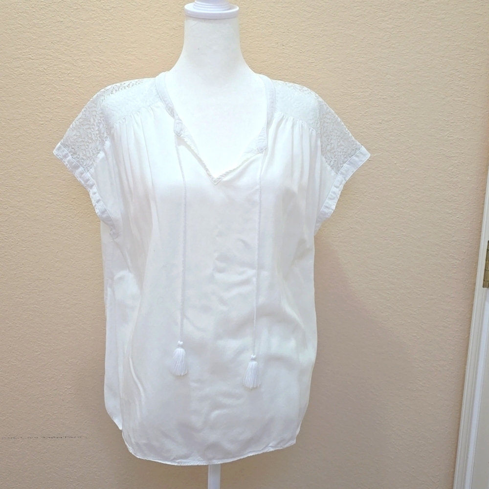 White Lace Shoulder Blouse !!Buy 3 for $15!!